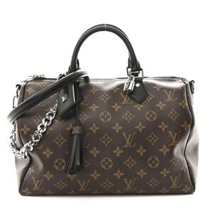 Fashion Mono Speedy 30 Bandouliere Satchel in Black And Brown Italian Leather